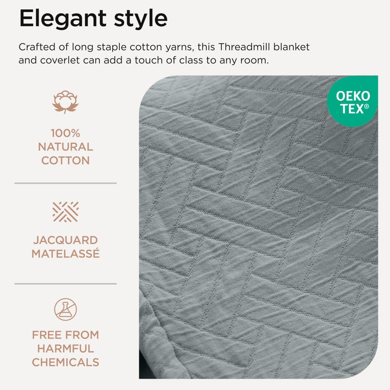 Threadmill Luxury Cotton Blankets for King Size Bed | All-Season Cozy 100% Cotton King Size Blanket | Jacquard Soft & Lightweight Coverlet fits California King Size Bed, 104x92 | Scottish Grey - Image 3